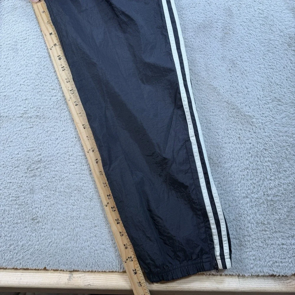 Vintage Adidas Windbreaker Pants Men Medium Black Gym Drawstring Zip Ankle Nylon - Picture 9 of 12